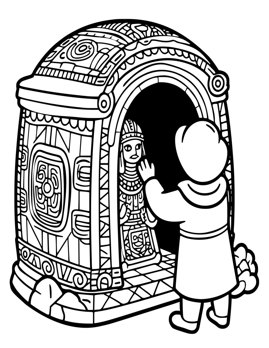 Ancient Sorcerer Tomb - free printable coloring page