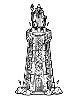 Sorcerer's Tower - Free printable coloring page