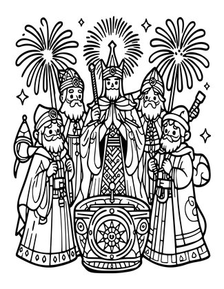 Wizard Celebration - Free printable coloring page
