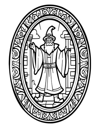 Wizard and Portal - Free printable coloring page