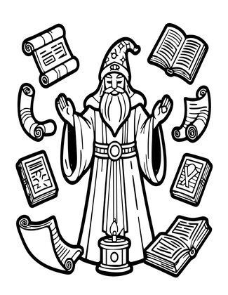 Wizard Library - Free printable coloring page