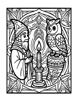 Wizard and Familiar - Free printable coloring page