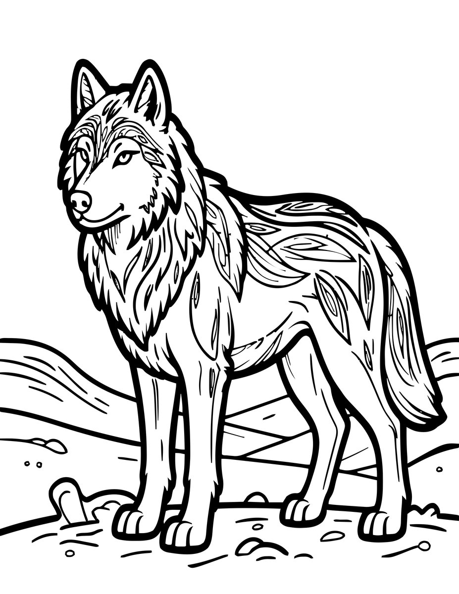 Arctic Wolf - free printable coloring page