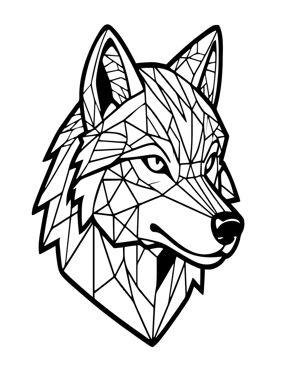Geometric Wolf - free printable coloring page
