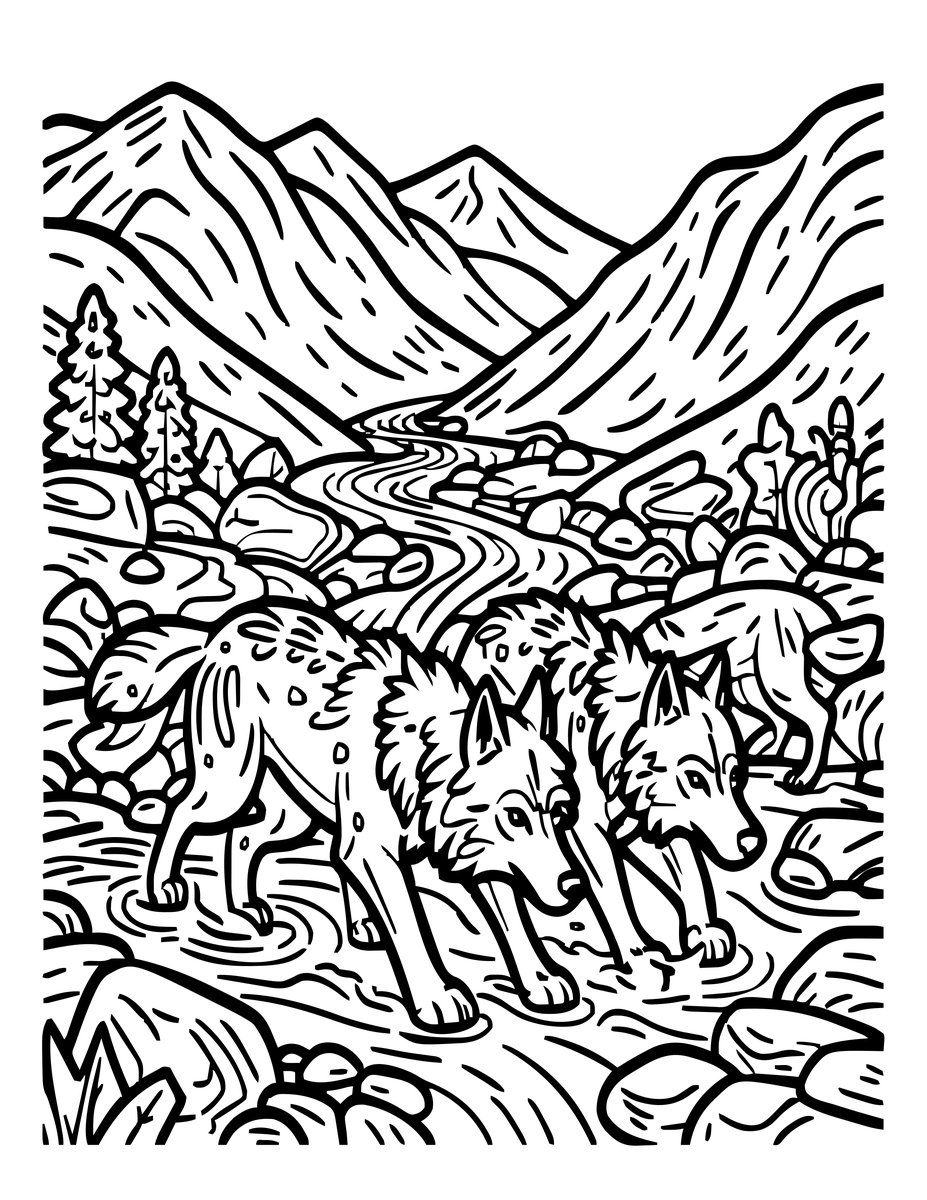 River Crossing - free printable coloring page