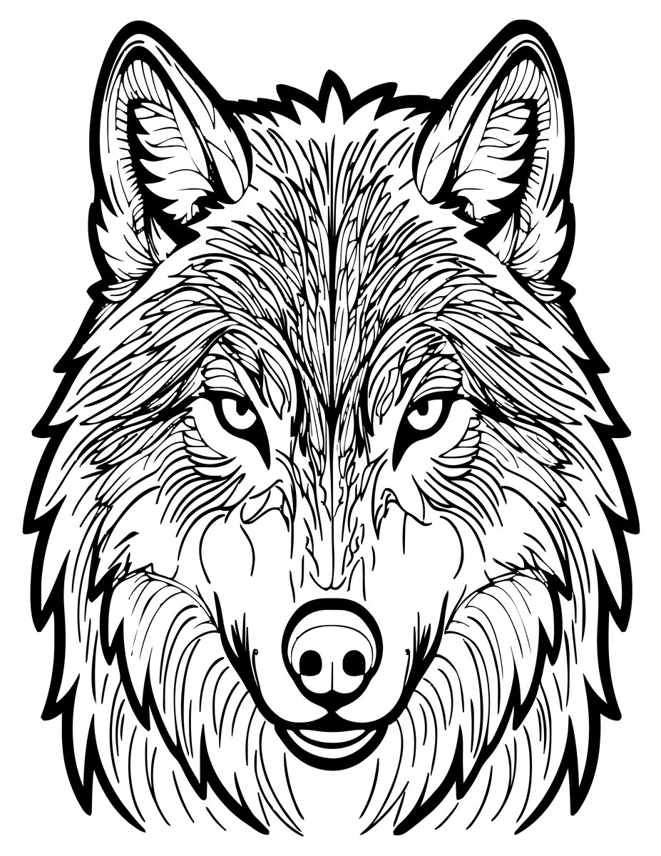 Wolf Portrait - free printable coloring page