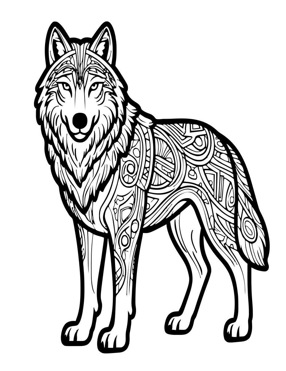 Alpha Wolf - free printable coloring page
