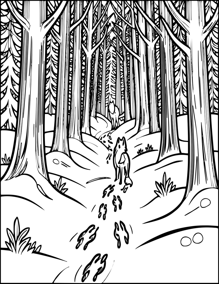 Wolf Tracks - free printable coloring page