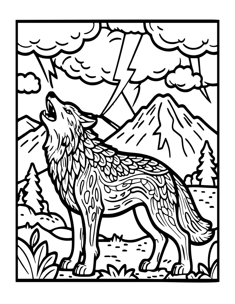 Stormy Howl - free printable coloring page