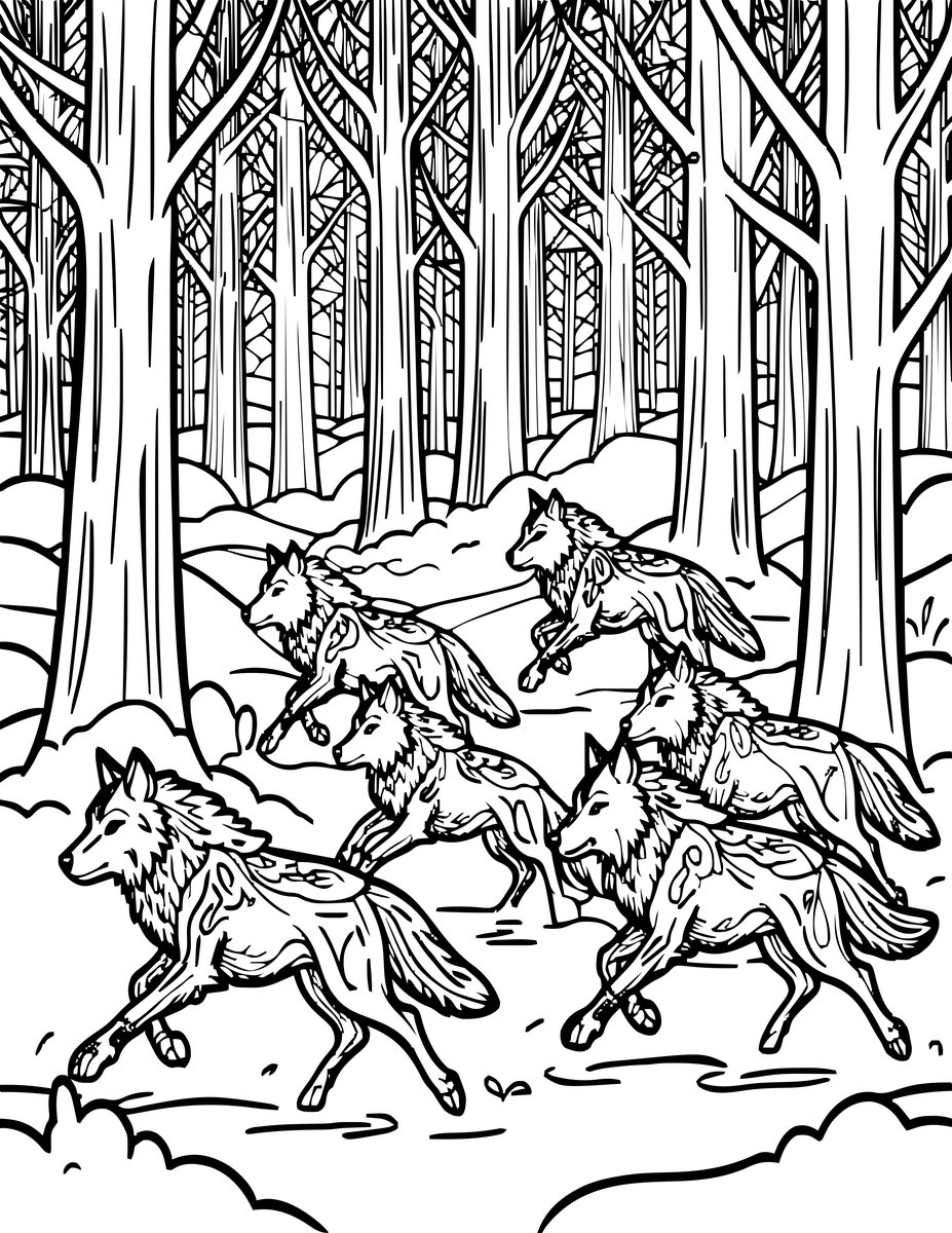 Pack Running - free printable coloring page