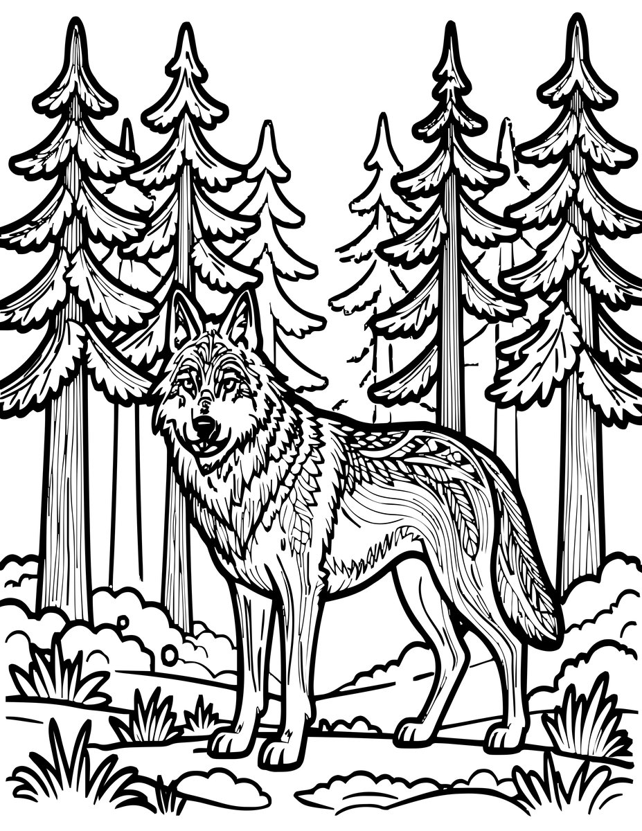 Forest Wolf - free printable coloring page