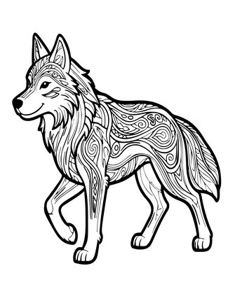Spirit Wolf - Free printable coloring page