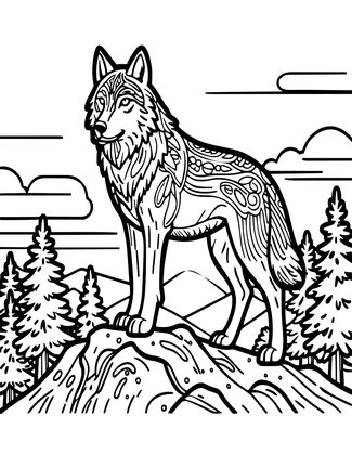 Mountain Wolf - Free printable coloring page