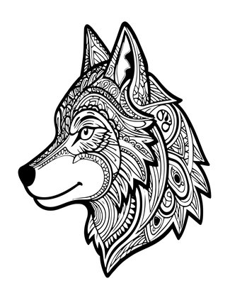 Wolf Zentangle - Free printable coloring page