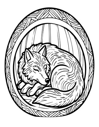 Sleeping Wolf - Free printable coloring page