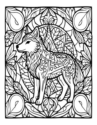 Decorative Wolf - Free printable coloring page
