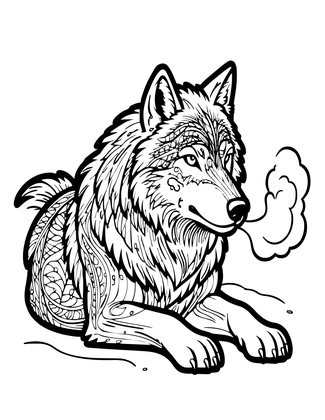 Winter Wolf - Free printable coloring page
