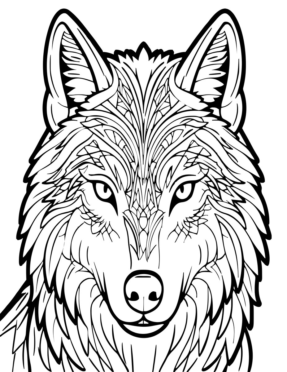 Wolf Portrait - free printable coloring page