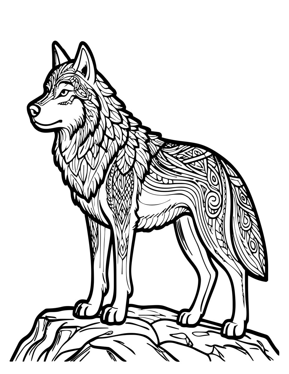 Alpha Wolf - free printable coloring page