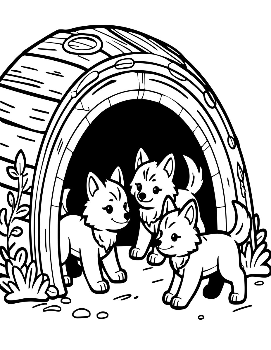 Wolf Pups - free printable coloring page