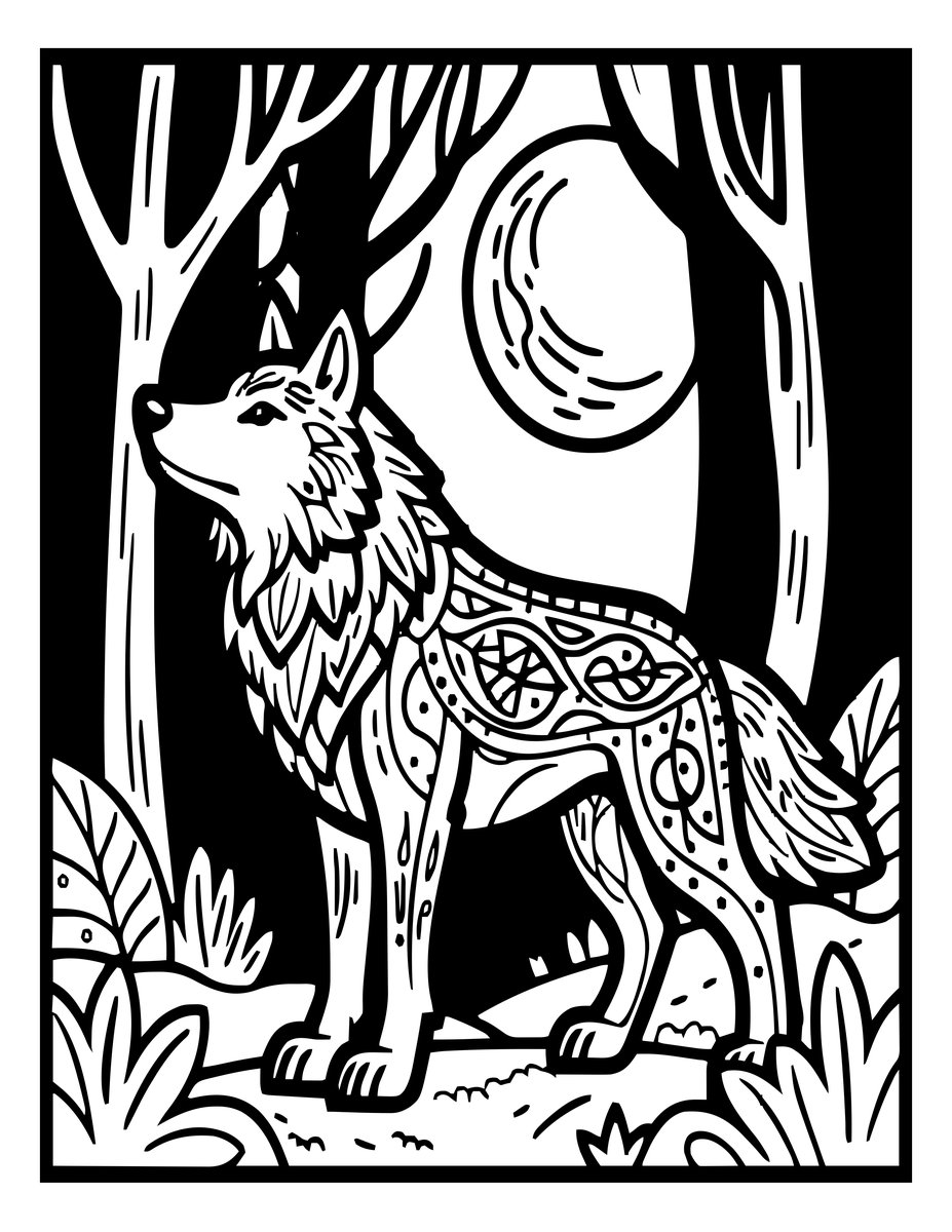 Black Wolf - free printable coloring page
