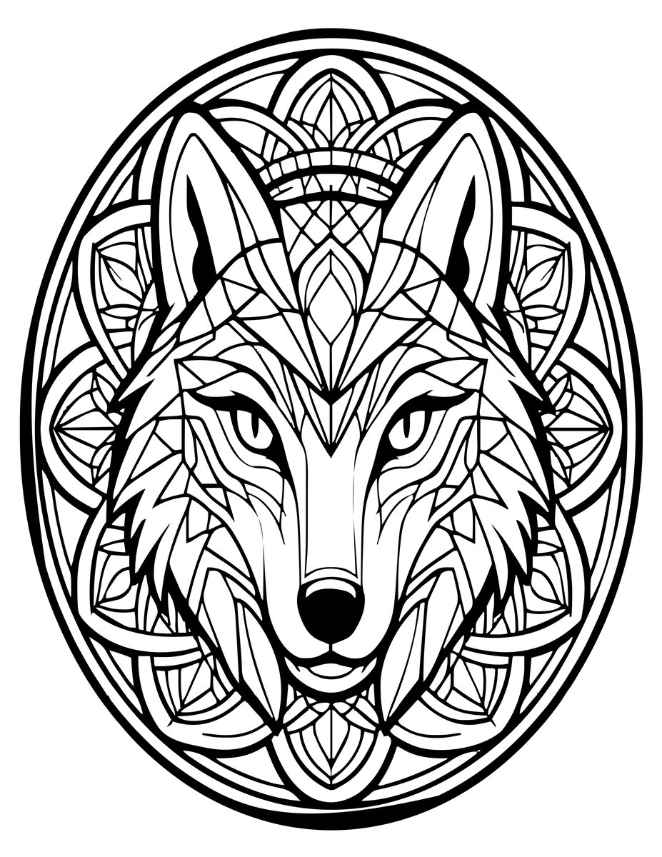 Wolf Mandala - free printable coloring page