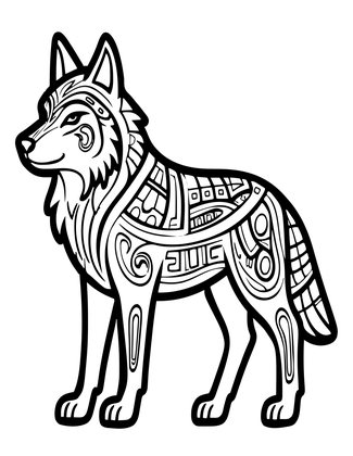 Tribal Wolf - Free printable coloring page