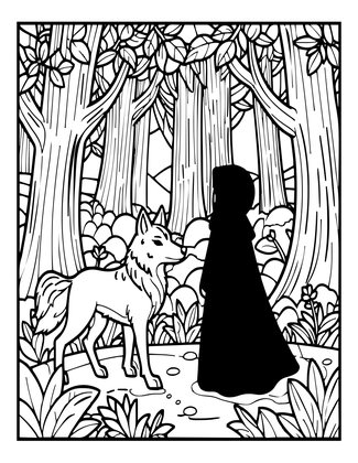 Red Riding Hood Wolf - Free printable coloring page