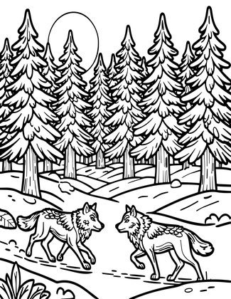 Wolf Pack - Free printable coloring page
