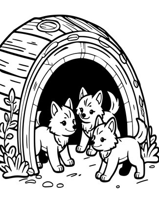 Wolf Pups - Free printable coloring page