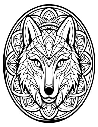 Wolf Mandala - Free printable coloring page