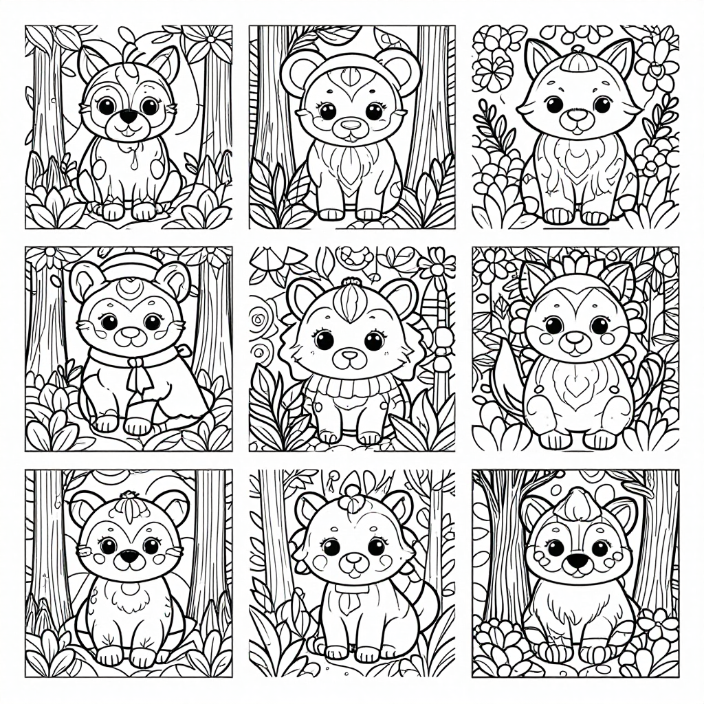 Woodland Animals coloring pages collection - 40 free printable pages
