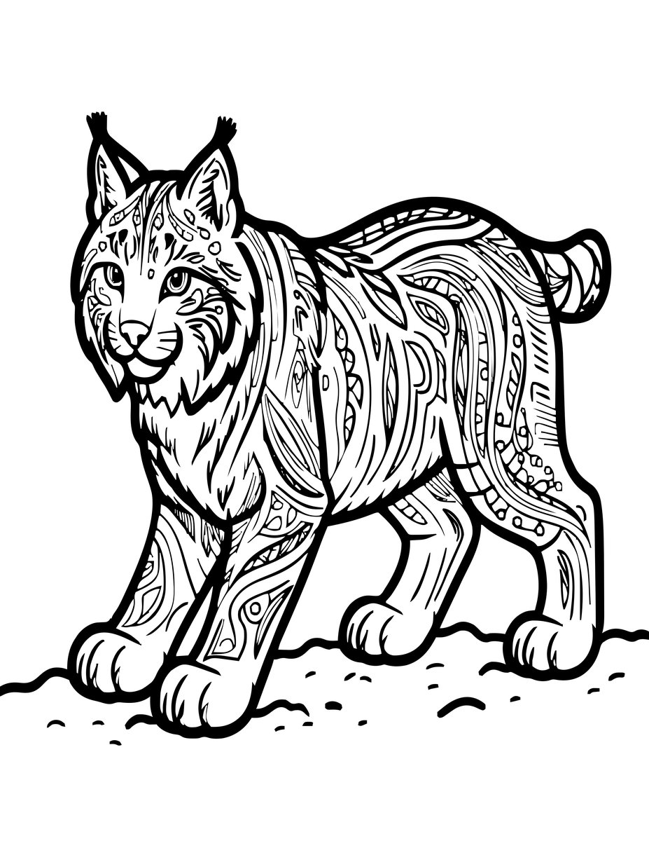 Lynx Hunting - free printable coloring page