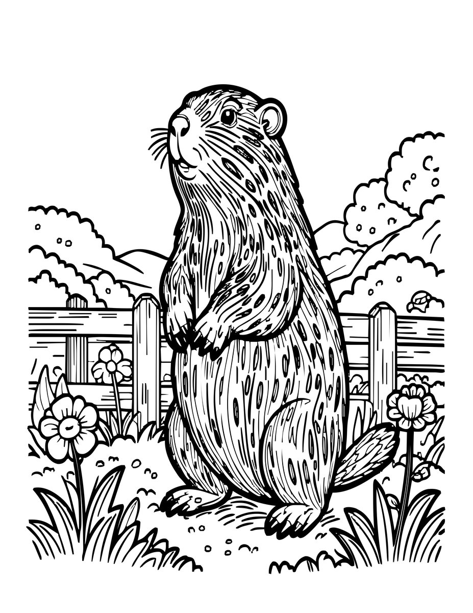 Woodchuck - free printable coloring page
