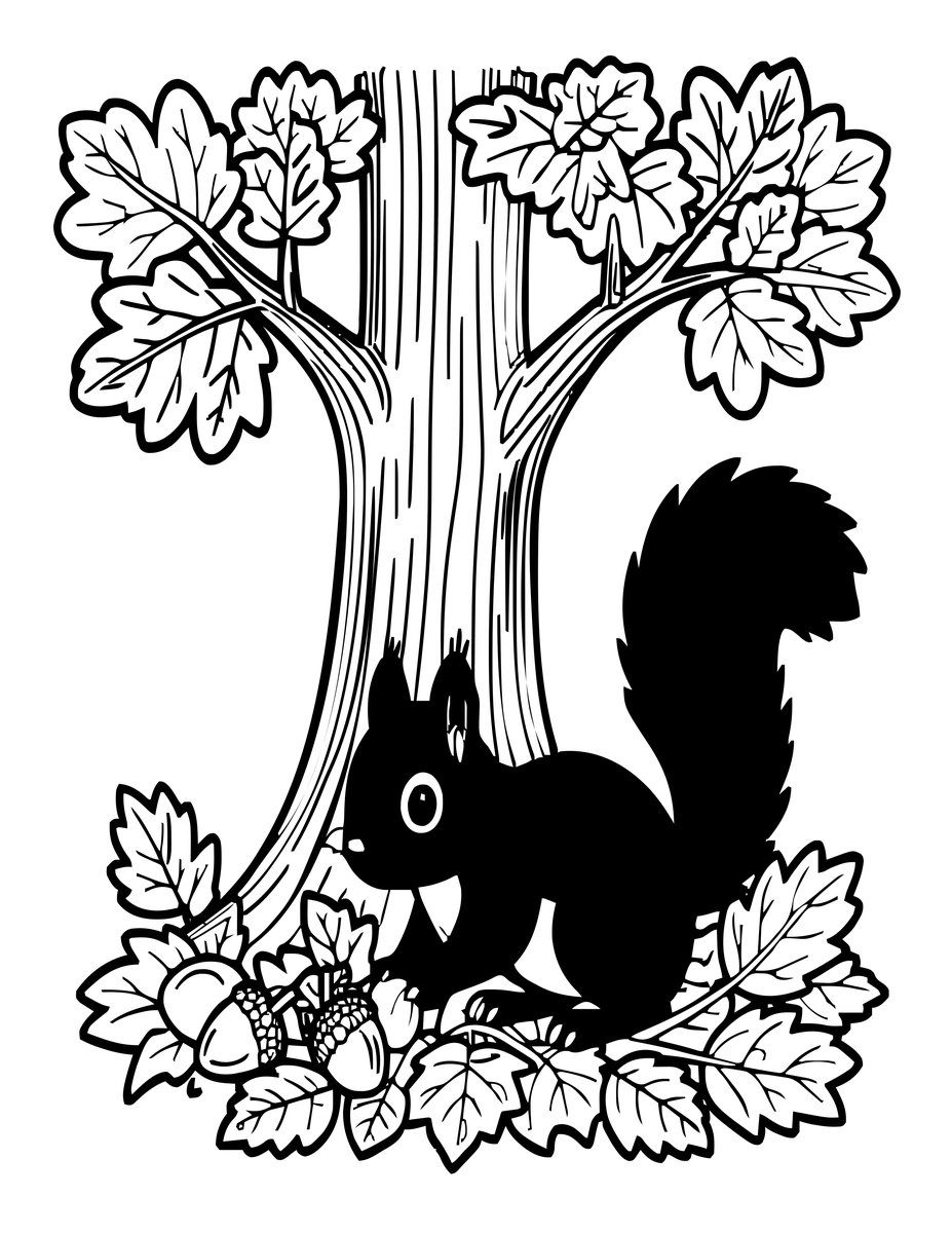 Squirrel Hoard - free printable coloring page