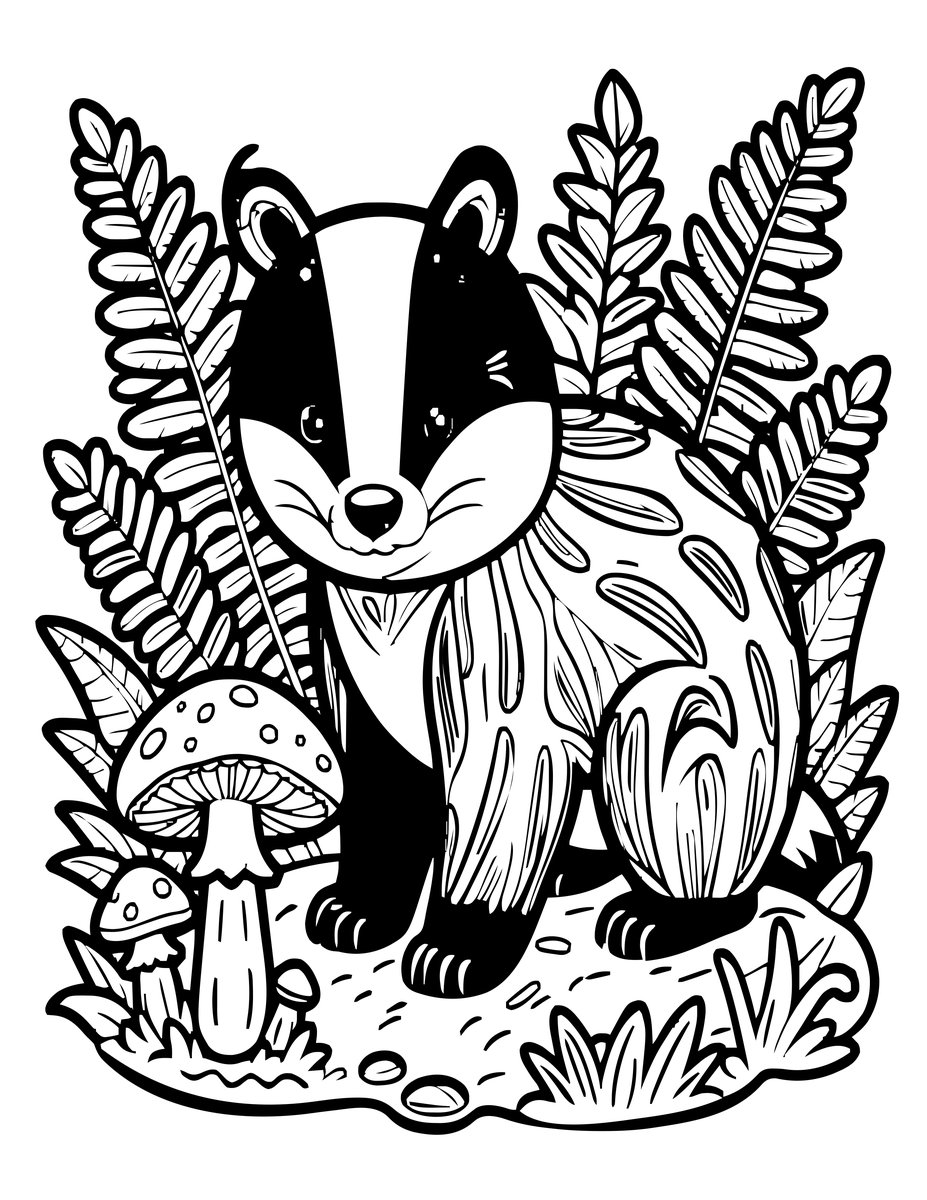 Badger Set - free printable coloring page