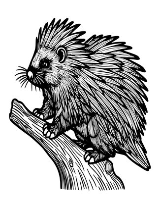 Porcupine - Free printable coloring page