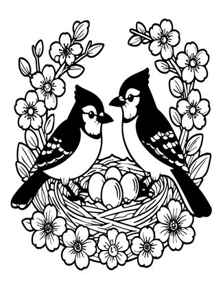 Blue Jay Nest - Free printable coloring page
