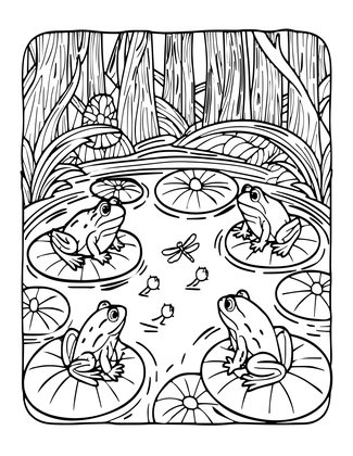 Frog Pond - Free printable coloring page