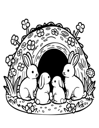 Rabbit Warren - Free printable coloring page