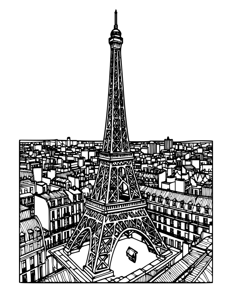 Eiffel Tower - free printable coloring page