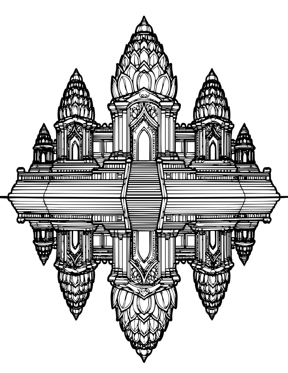 Angkor Wat - free printable coloring page