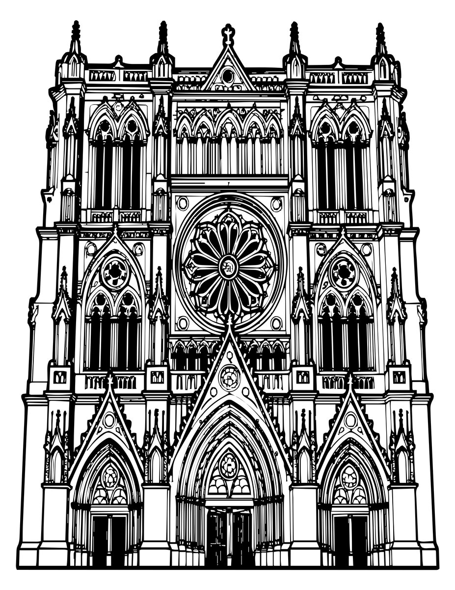 Notre Dame - free printable coloring page