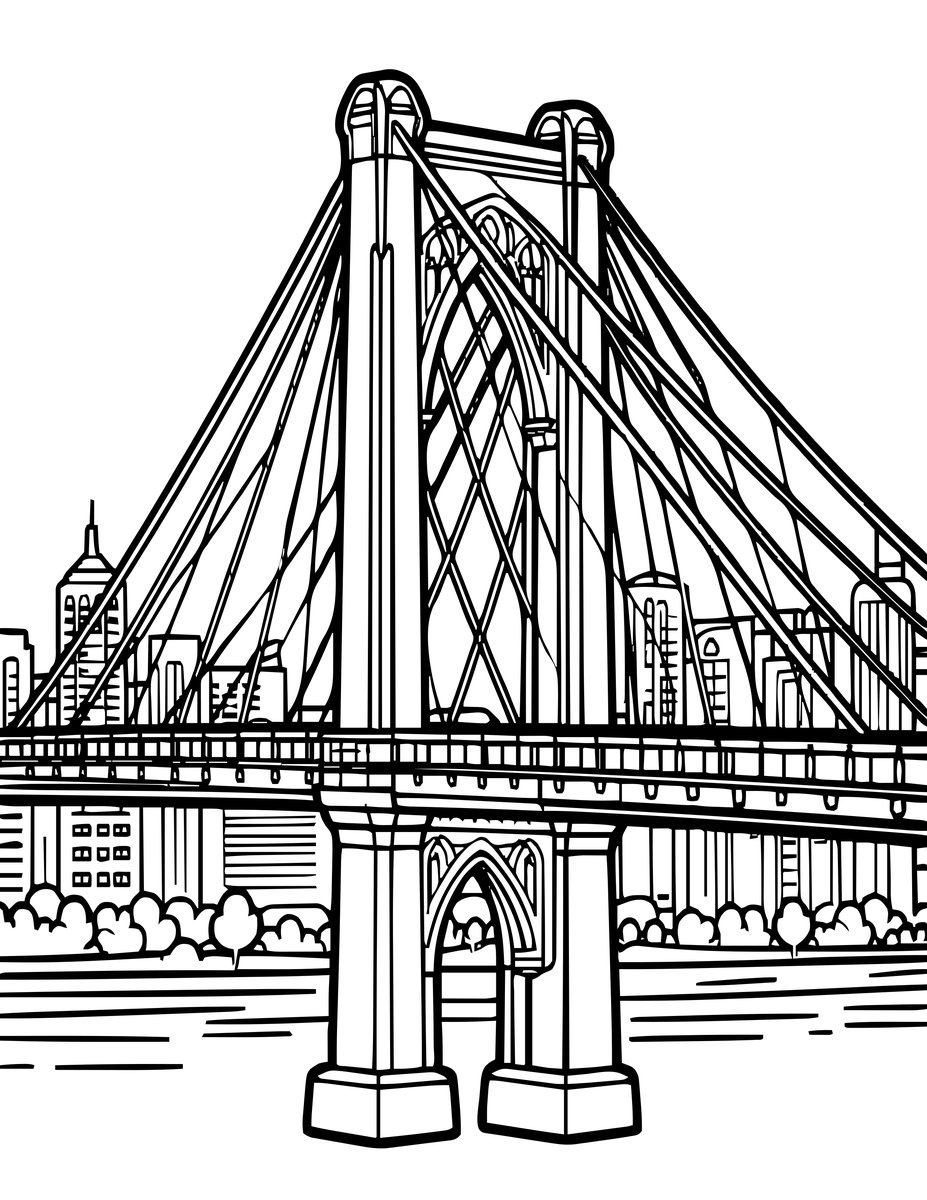 Brooklyn Bridge - free printable coloring page