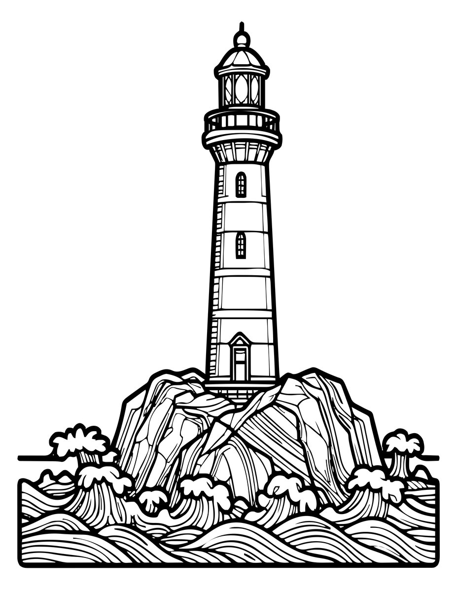 Lighthouse - free printable coloring page