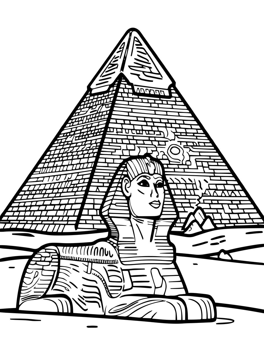 Ancient Pyramid - free printable coloring page