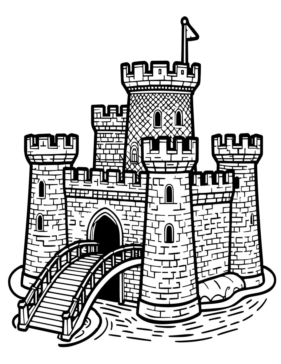 Medieval Castle - free printable coloring page
