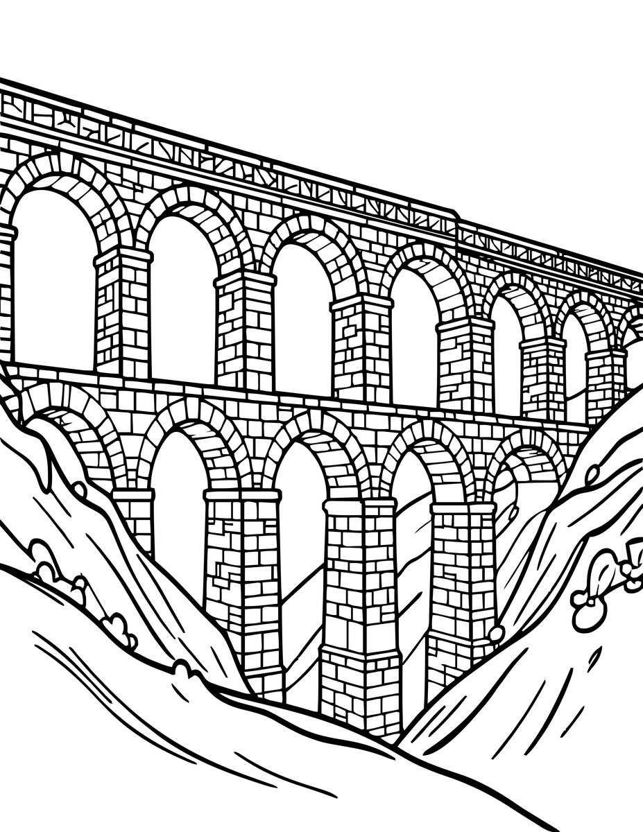 Roman Aqueduct - free printable coloring page