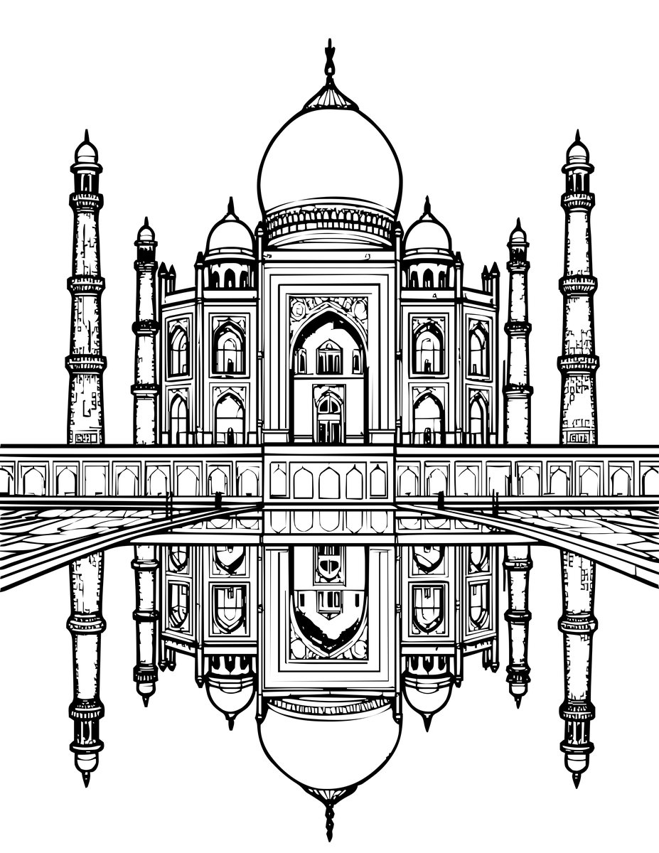 Taj Mahal - free printable coloring page