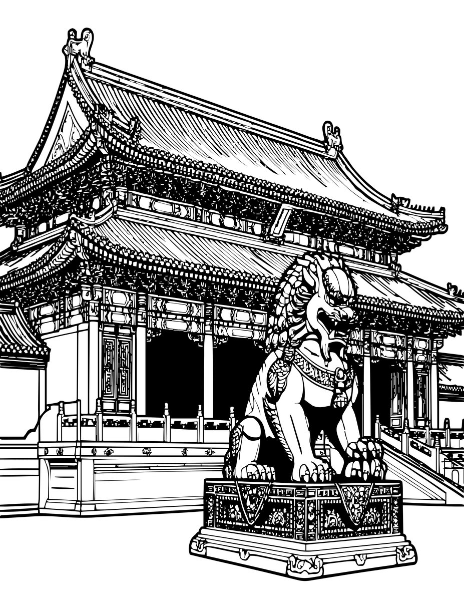 Forbidden City - free printable coloring page